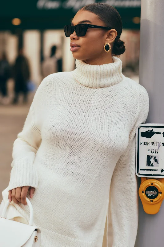 Brittany High Neck Knit Jumper - Ivory