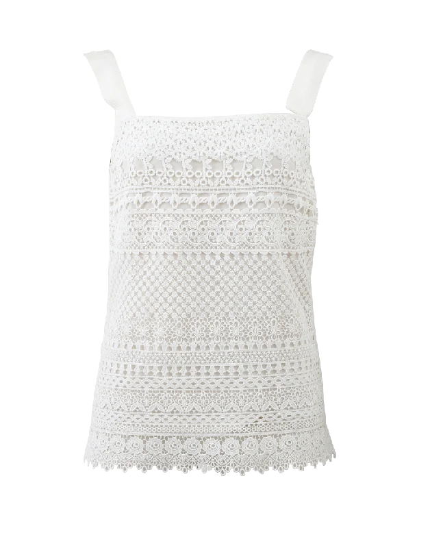 Sleeveless Banded Lace Top