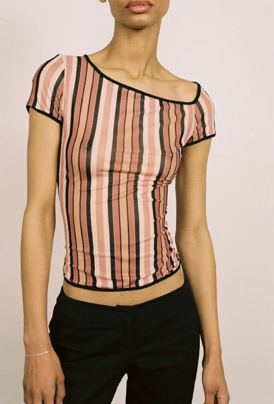 MIMI TEE - SALMON STRIPE