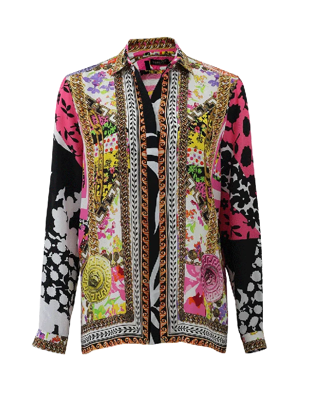 Floral And Chain Silk Blouse