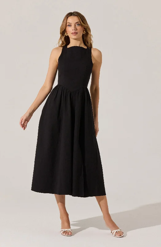 Bow Back Apron Midi Dress