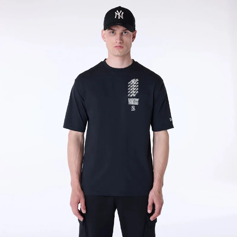 New York Yankees MLB Wordmark Black Oversized T-Shirt