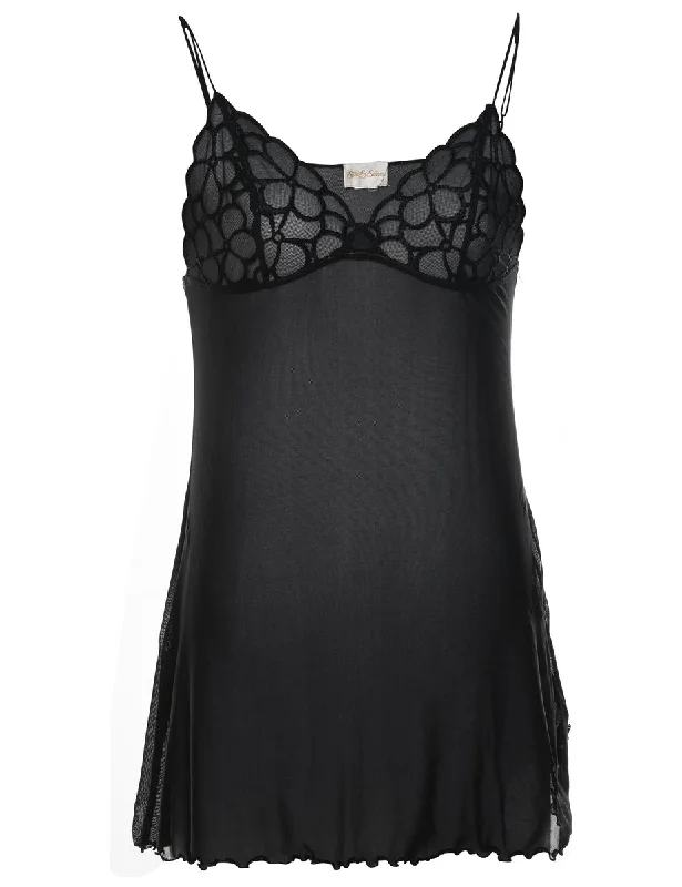 Black Classic Sheer Slip Dress - S