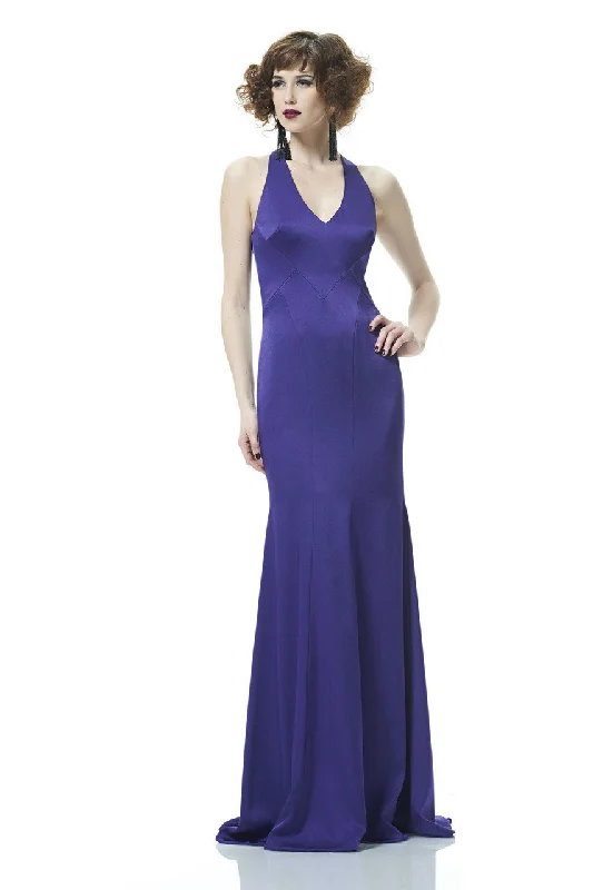 Theia - 883046 Satin Crepe Trumpet Gown