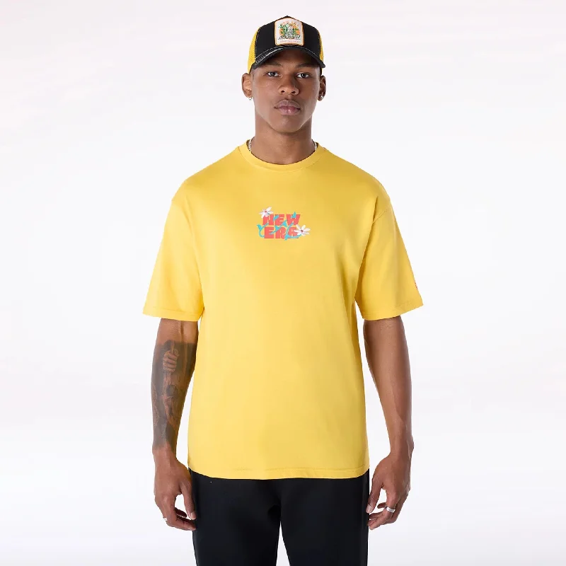 New Era Drink Graphic Yellow Oversized T-Shirt