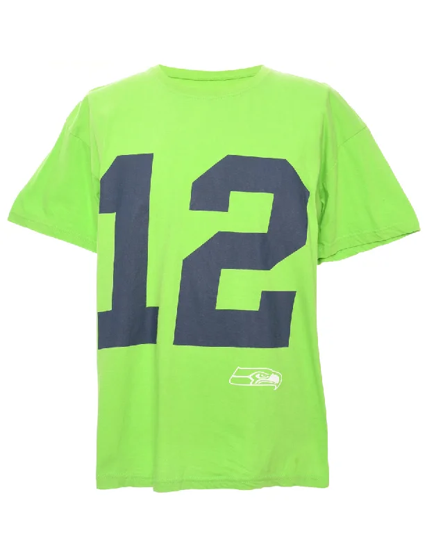 Seattle Seahawks Lime Green American Football Sports T-shirt - XL