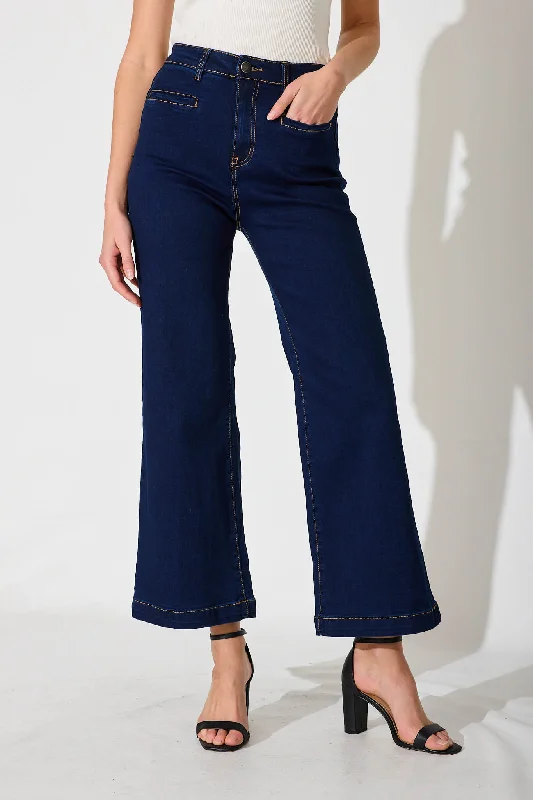 Waverley High Rise Wide Leg Jean In Dark Indigo Denim