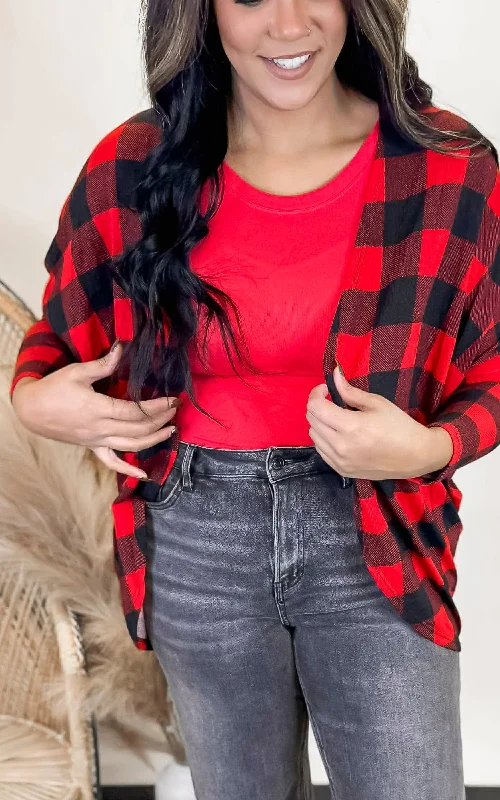 Buffalo Plaid Open Front Cardigan - Final Sale