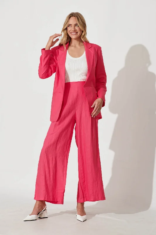 Stanford Pant In Hot Pink Linen