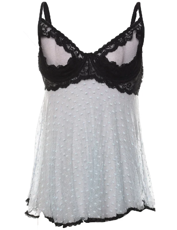 Black & White Contrast Sheer Babydoll - M