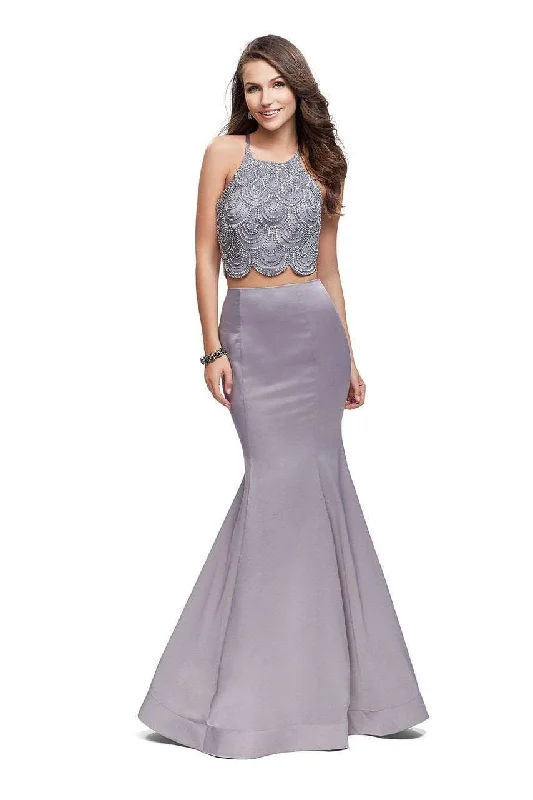 La Femme - 26035 Beaded Two Piece Satin Mermaid Dress