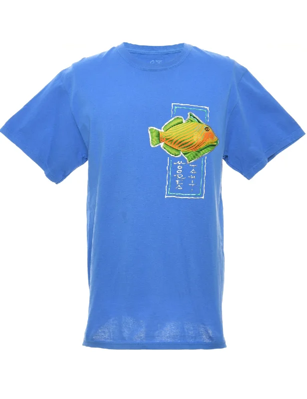 Moorea Tahiti Printed Blue T-shirt - L