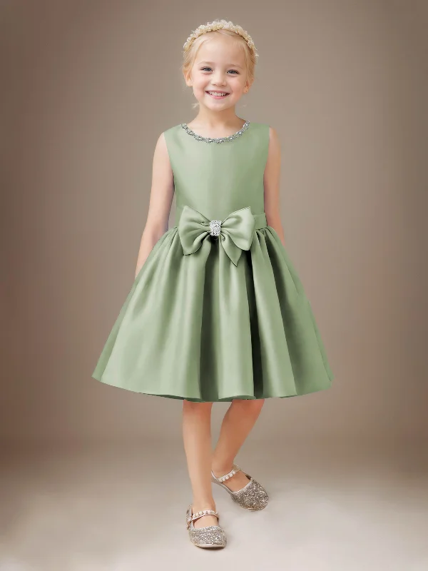 Delicate A-Line Beading Knot Short Flower Girl Dresses