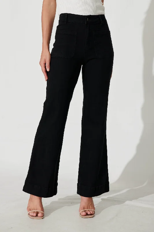 Nita High Rise Wide Leg Jean In Black Denim