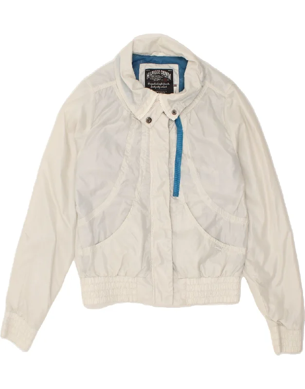 TOMMY HILFIGER Womens Rain Jacket UK 10 Small White Polyester