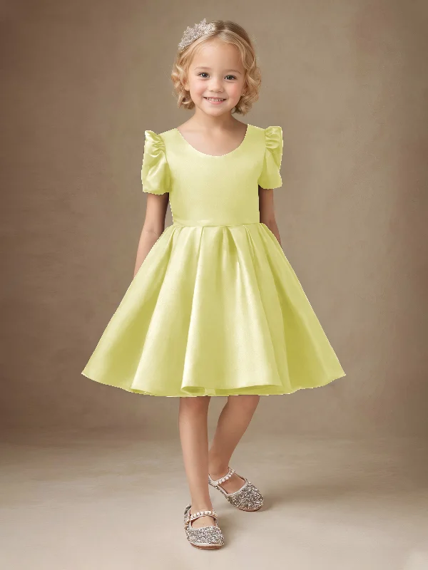 Trendy A-Line Round Neck Short Flower Girl Dresses