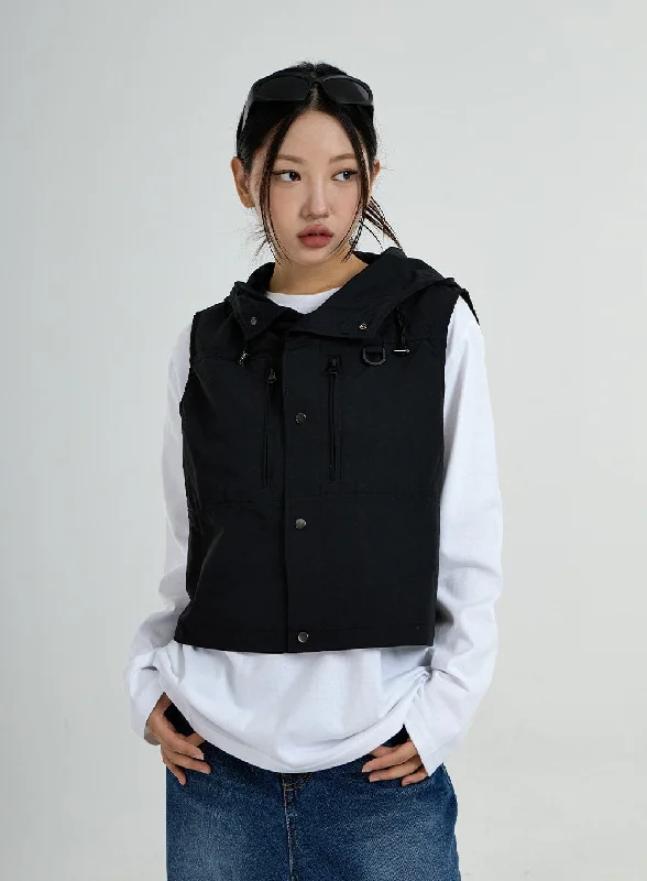 Hooded Button Vest Unisex CO25