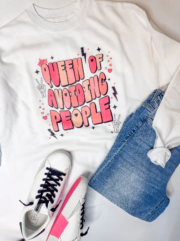 Queen of Avoiding People Graphic Crewneck Sweatshirt