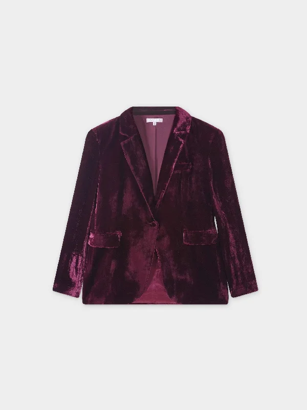 Velvet Blazer-Burgundy