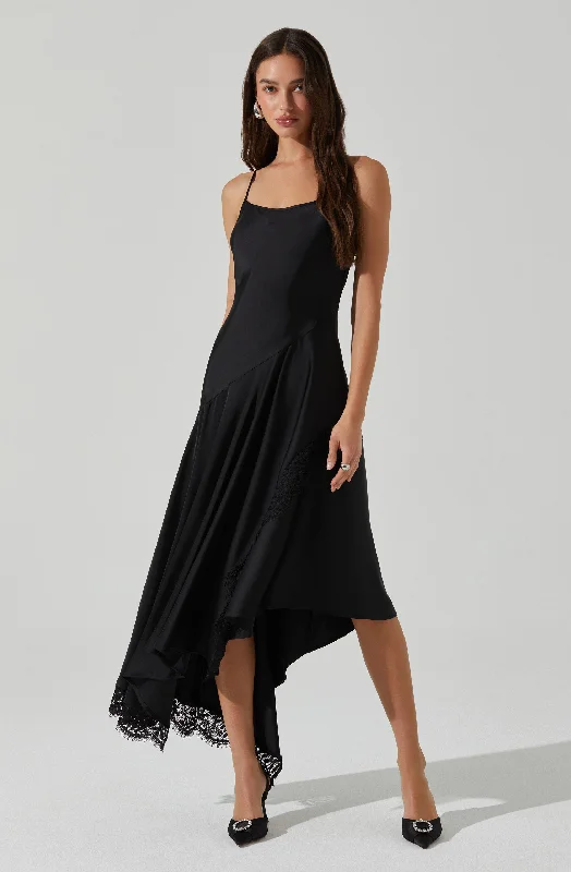 Ione Satin Lace Trim Dress