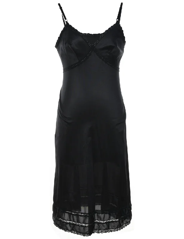 Black Classic Lace Trim Slip - M