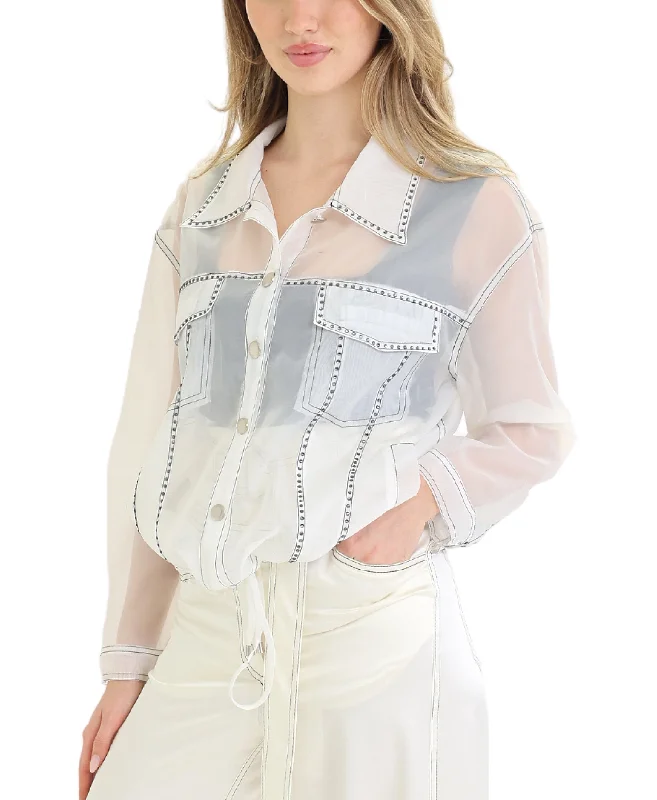 Sheer Jacket w/ Contrast Trim