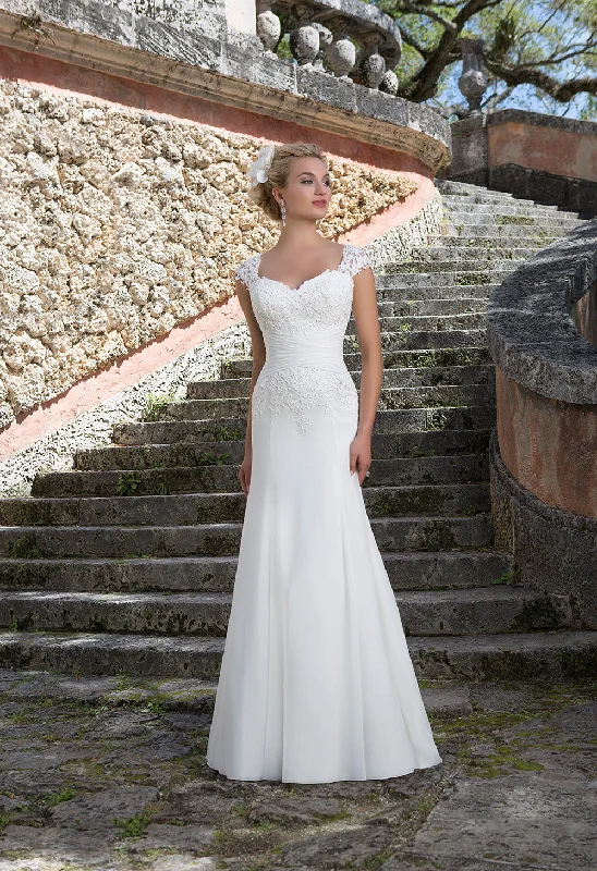 *NEW* Sincerity Bridal Sweetheart Neckline with Cap sleeves Fit & Flair Style with a V Back - #3903