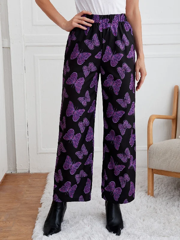 Casual All Over Print High Waist Long Women Pants