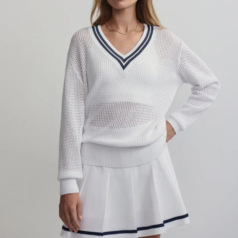 Varley Hadley Sweater - White/Blue Nights