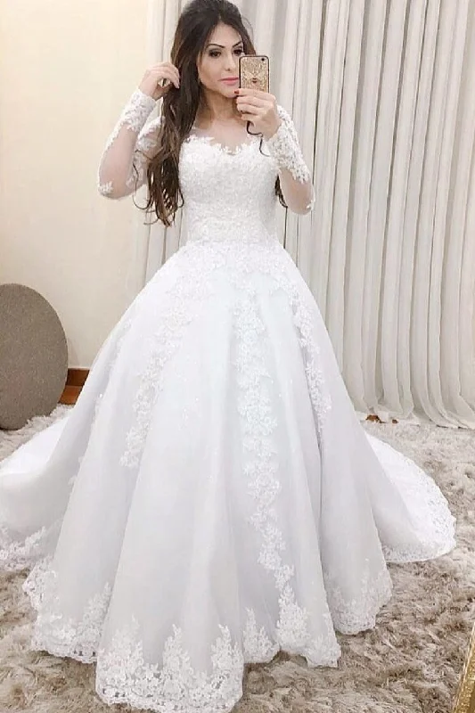 Appliques Lace Wedding Dresses Long Sleeves vestido de noiva de renda