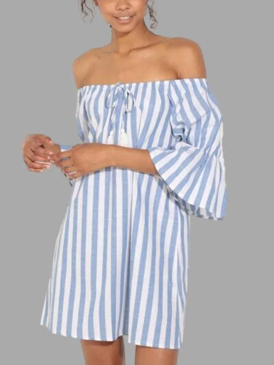 Wholesale Off The Shoulder Stripe Mini Dress