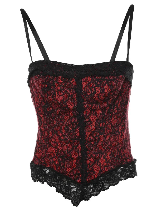 Black & Red Lace 1990s Bustier - M