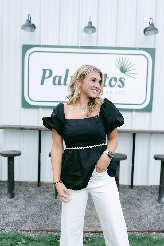 Black & White Poplin Blouse