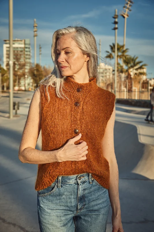 FRIDA Sleeveless Cardigan in Mohair and Silk