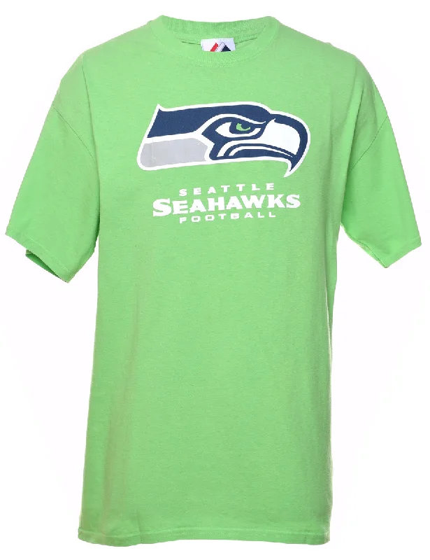 Seattle Seahawks Printed Navy & Green T-shirt - L