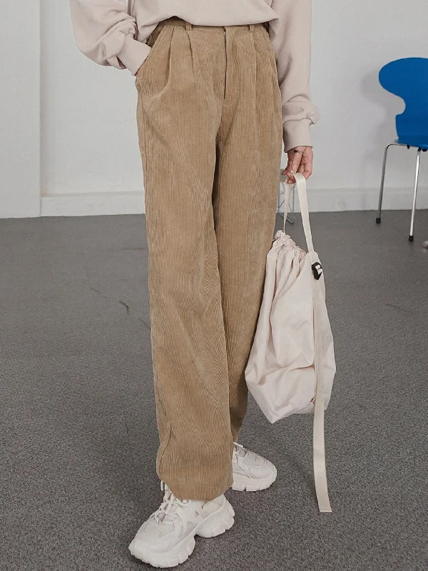 Casual Plain Pocket High Waist Long Women Pants