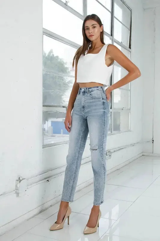 High Rise Girlfriend Jeans Light Wash