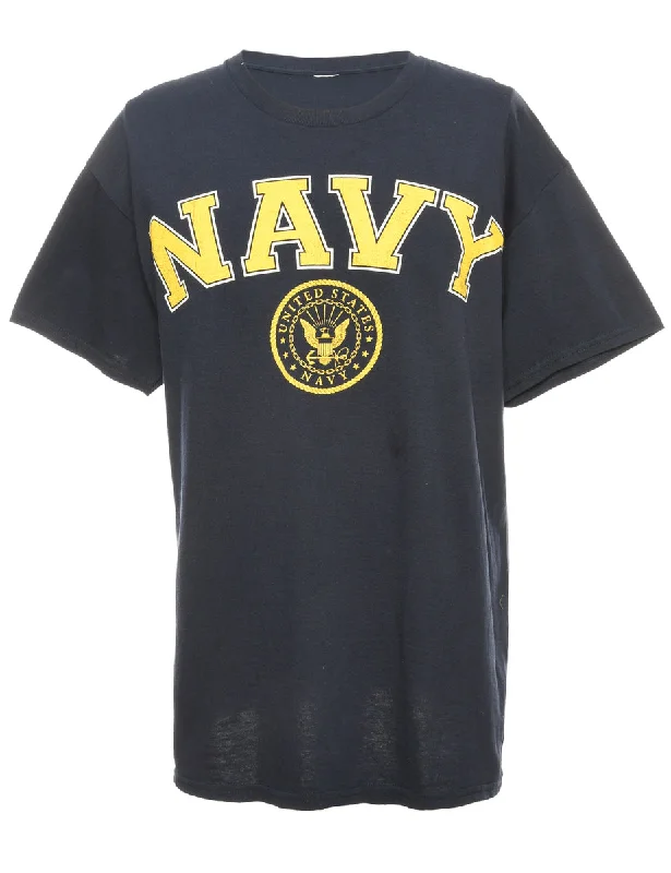 Navy Printed T-shirt - M