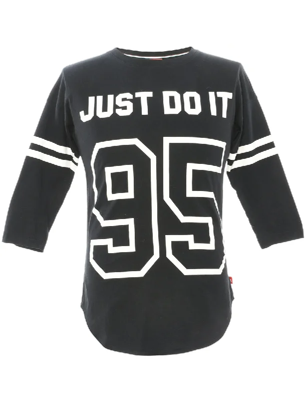 Just Do It Nike Black & White Printed T-shirt - XS