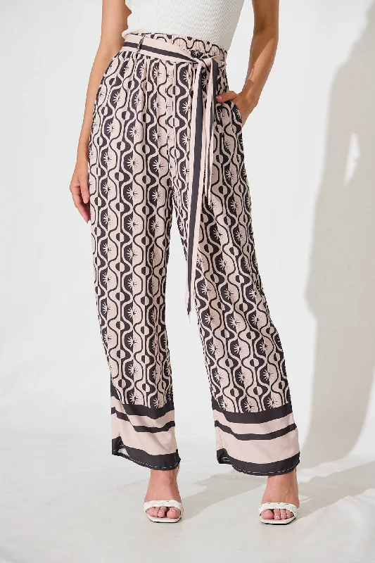 Marquette Pant In Charcoal With Tan Star Print