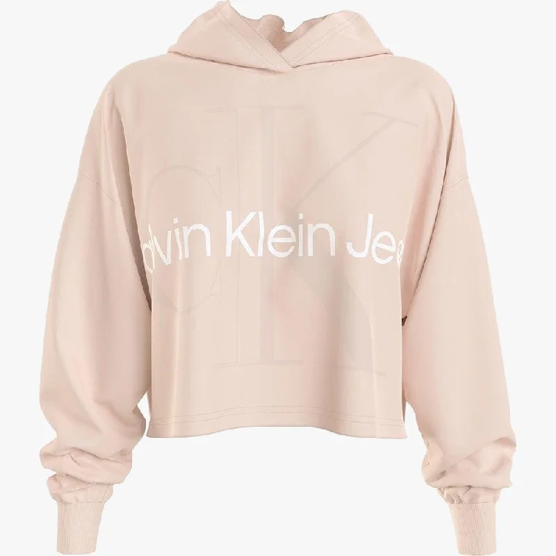 Ck Womens Glossy Monogram Hoodie Blush