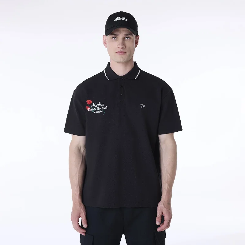 New Era Floral Polo Black T-Shirt