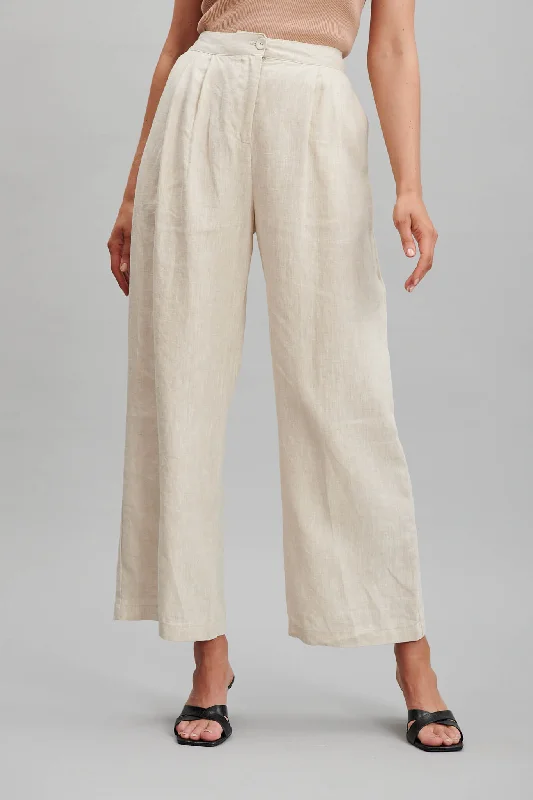 Daytona Pant In Oatmeal Pure Linen