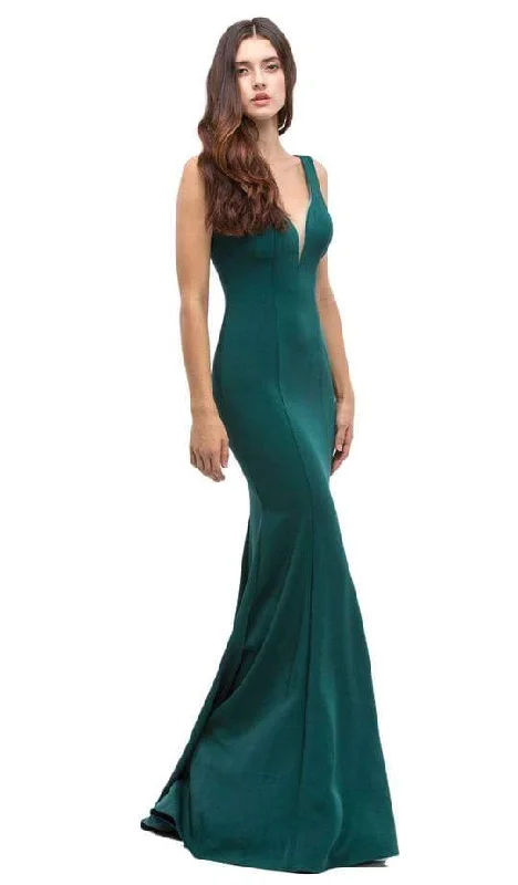 Eureka Fashion - Illusion Plunging V Neck Mermaid Evening Gown 6010