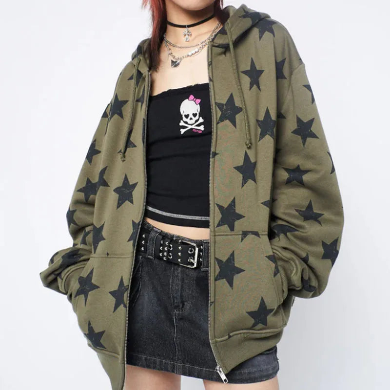 Vintage Oversized Stylish Star Grunge Hoodie