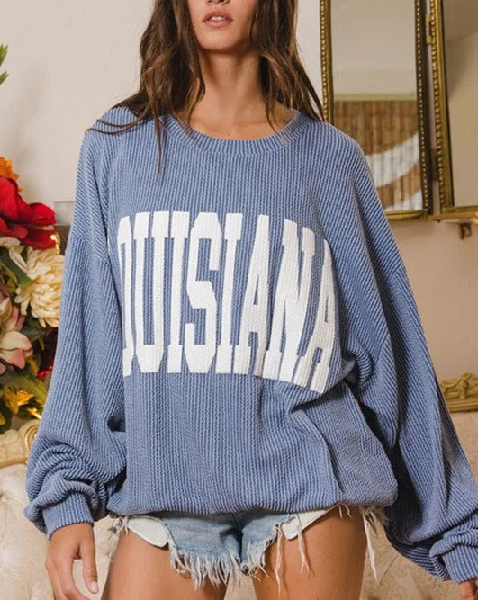 LOUISIANA RIB CORD SWEATSHIRT - DENIM