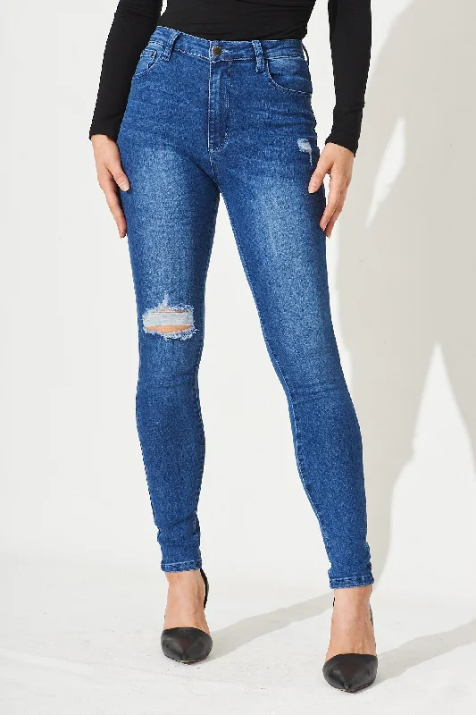 Hardy Stretch Jeans In Dark Blue Wash Denim