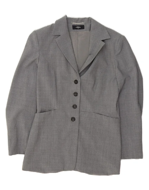 PYRAMID Womens 4 Button Blazer Jacket UK 12 Medium Grey Polyester