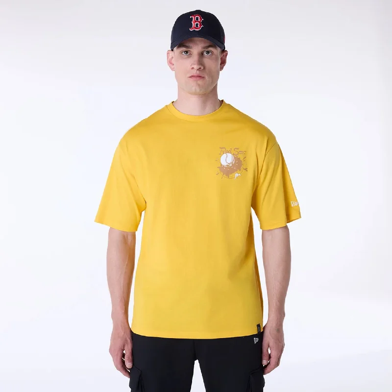 Boston Red Sox MLB Food Graphic Yellow Oversized T-Shirt