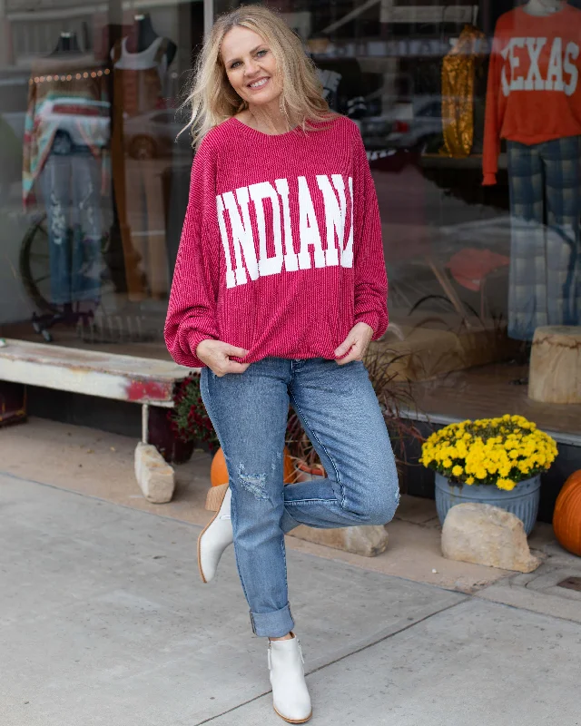 INDIANA RIB CORD SWEATSHIRT - CARDINAL